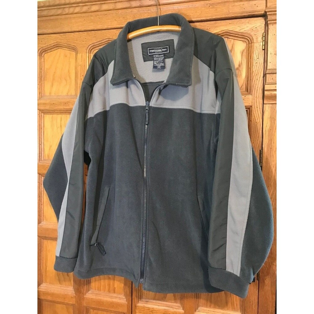 Susquehanna Trail Outfitters Mens XXL Sweater Black Gray Full Zip LS Fleece Coat